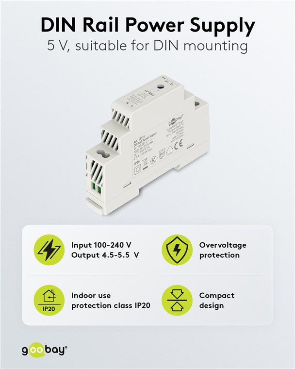 GOOBAY τροφοδοτικό 59574 για DIN rail, 5V/2.4A, 12W, IP20 - Image 5