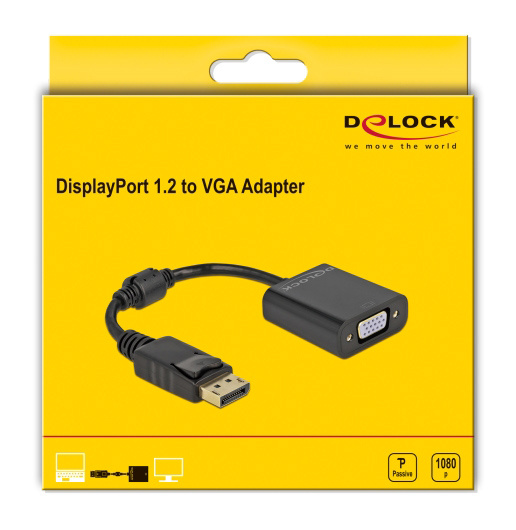 DELOCK αντάπτορας DisplayPort σε VGA 61006, 1920x1200p, passive, μαύρος - Image 2