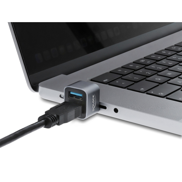 Alternative view of DELOCK mini USB hub 64359, 2x θυρών, USB 3.2, 10Gbps, USB-C σύνδεση, γκρι