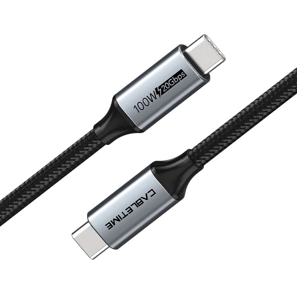 CABLETIME καλώδιο USB-C CT-C160-PU31-CMCM2, USB 3.2, 100W, 20Gbps, 4K, 1.5m, μαύρο