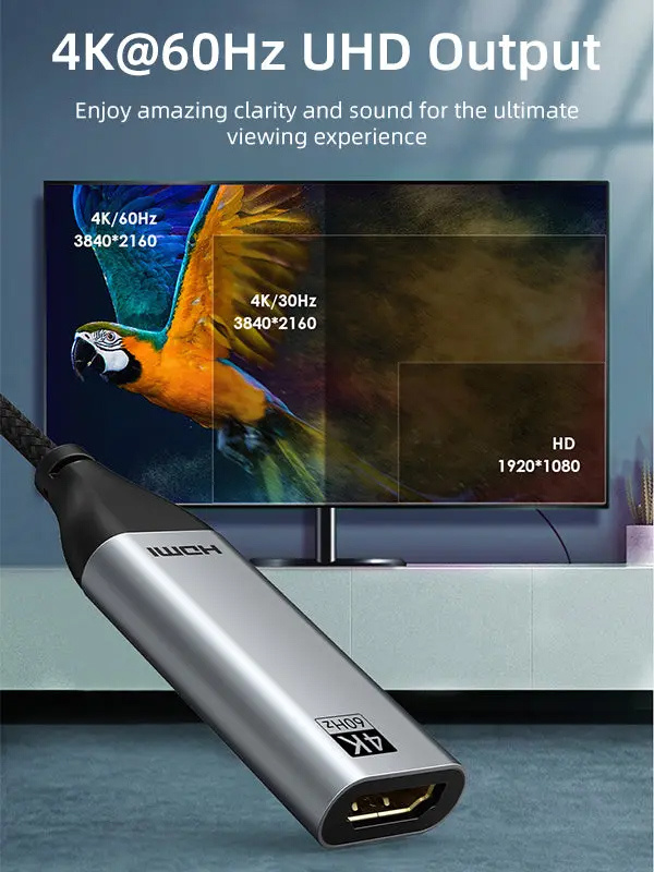 CABLETIME αντάπτορας USB-C σε HDMI CT-C160-PU31-CMHDFN1, 4K/60Hz, 0.15m, μαύρος - Image 3