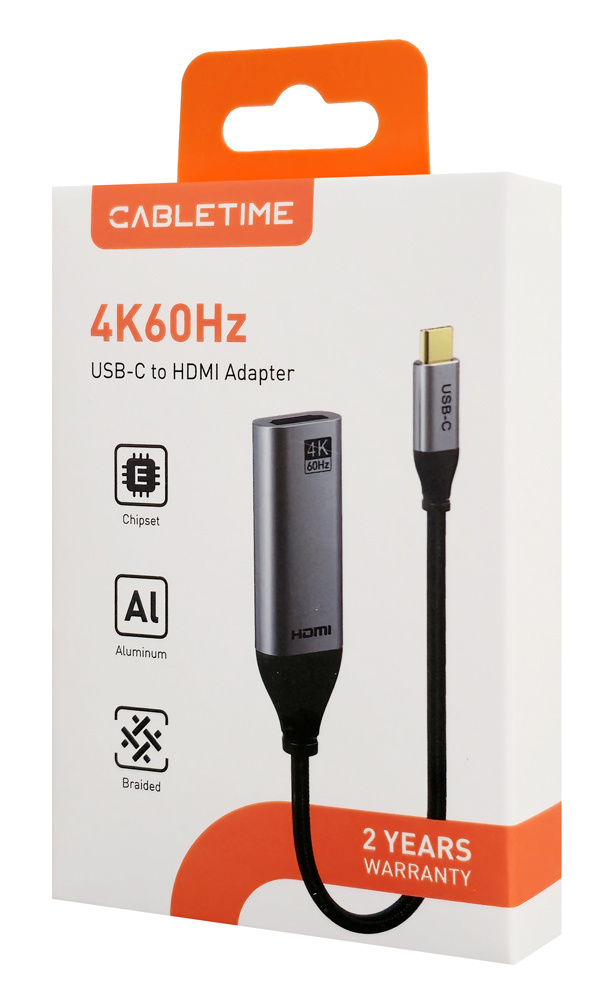 CABLETIME αντάπτορας USB-C σε HDMI CT-C160-PU31-CMHDFN1, 4K/60Hz, 0.15m, μαύρος - Image 6