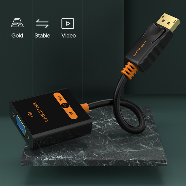Alternative view of CABLETIME αντάπτορας DisplayPort σε VGA CT-AV586-03G, 1080p/60Hz, μαύρος