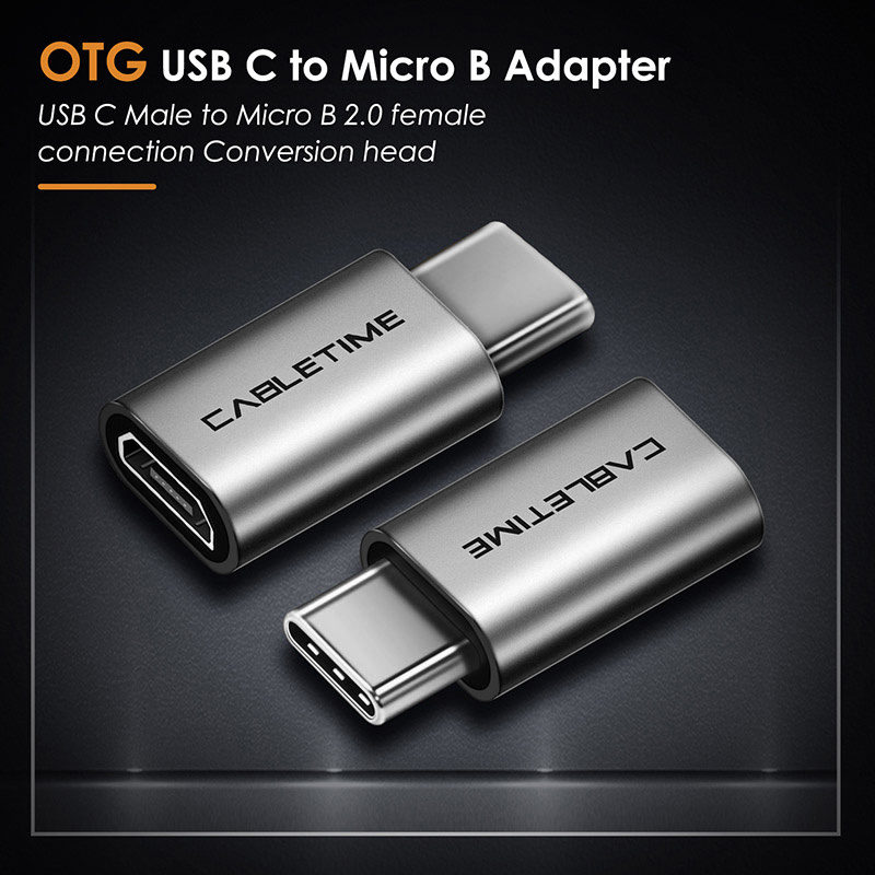 CABLETIME αντάπτορας USB-C σε micro USB CT-CMMCBF-ASG, 480Mbps, γκρι - Image 2