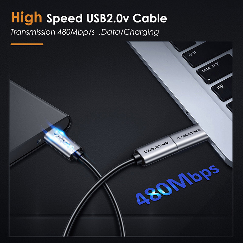 CABLETIME αντάπτορας USB-C σε micro USB CT-CMMCBF-ASG, 480Mbps, γκρι - Image 3
