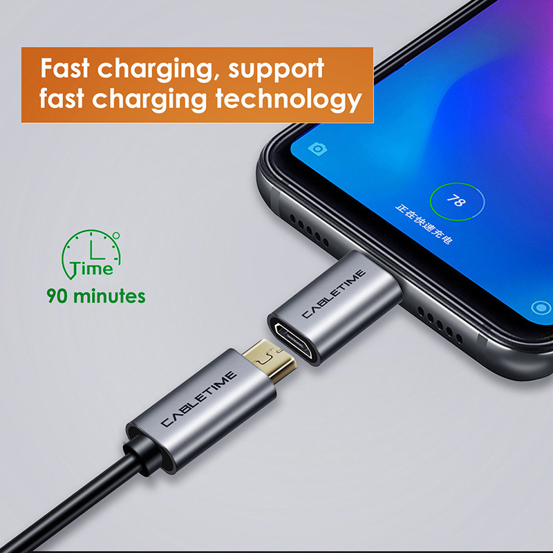 CABLETIME αντάπτορας USB-C σε micro USB CT-CMMCBF-ASG, 480Mbps, γκρι - Image 4