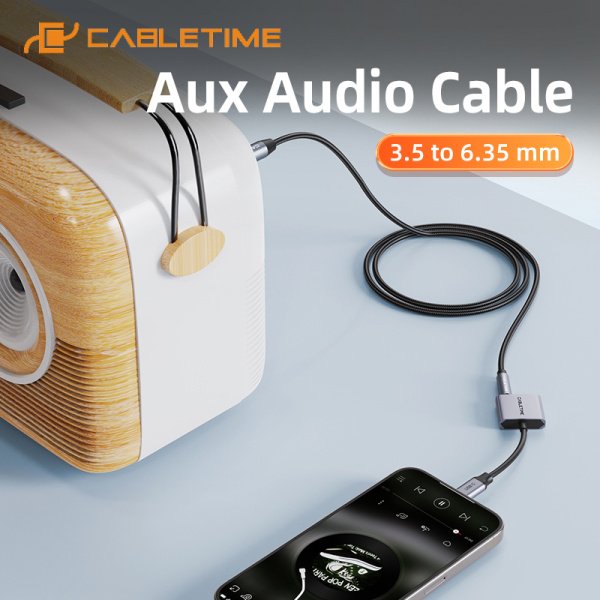 Alternative view of CABLETIME καλώδιο ήχου 3.5mm σε 6.35mm CT-AV321-H11G, 1m, μαύρο