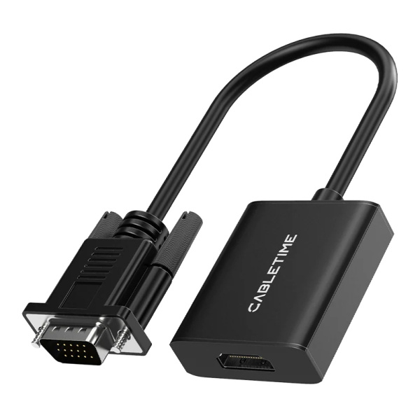 CABLETIME αντάπτορας VGA σε HDMI CT-AV582-VGAH με 3.5mm & micro USB, 1080p/60Hz, μαύρος