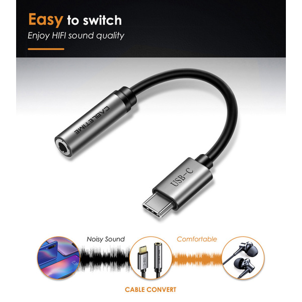 Alternative view of CABLETIME αντάπτορας USB-C σε 3.5mm CT-CMAUDIO, γκρι