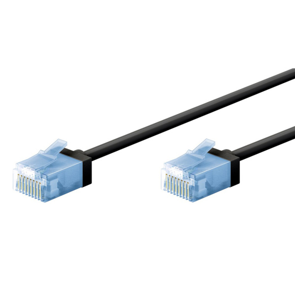 GOOBAY καλώδιο δικτύου 74230, CAT 6A U/UTP, ultra slim, copper, 500MHz, 0.15m, μαύρο