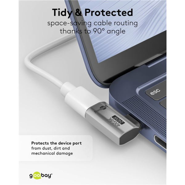 Alternative view of GOOBAY αντάπτορας USB-C 74441, γωνιακός 90°, USB4, 240W, 40Gbps, 8K, γκρι