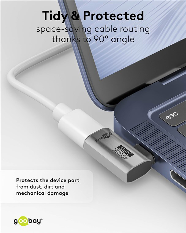 GOOBAY αντάπτορας USB-C 74441, γωνιακός 90°, USB4, 240W, 40Gbps, 8K, γκρι - Image 2