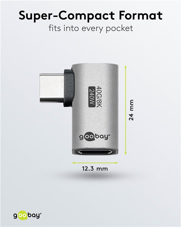 GOOBAY αντάπτορας USB-C 74441, γωνιακός 90°, USB4, 240W, 40Gbps, 8K, γκρι - Image 8
