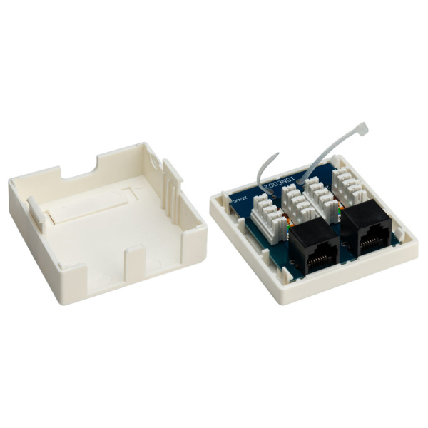 Alternative view of GOOBAY επιτοίχια πρίζα δικτύου 77633, 2 θύρες RJ45, CAT 6 UTP, λευκή