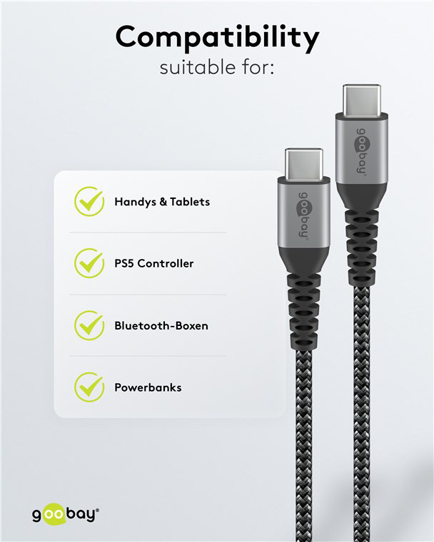 GOOBAY καλώδιο USB-C 79559, 60W, 480Mbps, 0.15m, μαύρο - Image 5