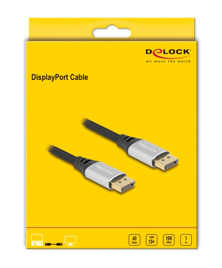 DELOCK καλώδιο DisplayPort 2.1 80633, 16K/60Hz, 40 Gbps, 1m, μαύρο - Image 3