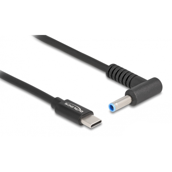 DELOCK καλώδιο τροφοδοσίας laptop 87971, USB-C σε HP 4.5x3.0mm, 1.5m, μαύρο