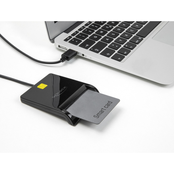 Alternative view of DELOCK card reader 91724 για smart card, USB σύνδεση, 480Mbps, μαύρο