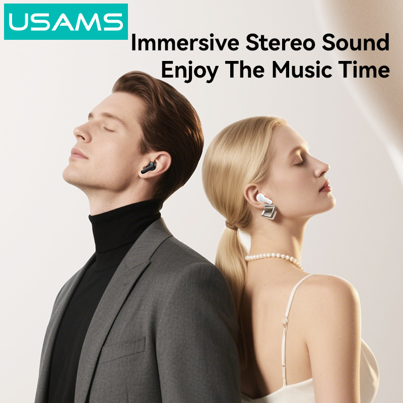 USAMS earphones με θήκη φόρτισης E05, True Wireless, BT 6.0, μαύρα - Image 3