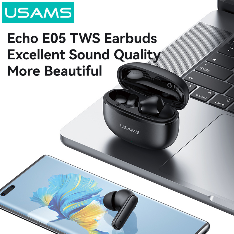 USAMS earphones με θήκη φόρτισης E05, True Wireless, BT 6.0, μαύρα - Image 7