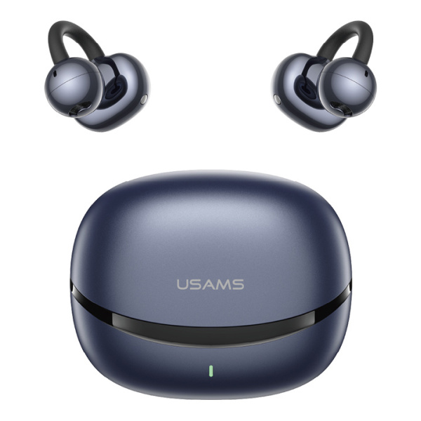 USAMS earphones με θήκη φόρτισης Echo R03, OWS, Φ11mm, 40/300mAh, μπλε