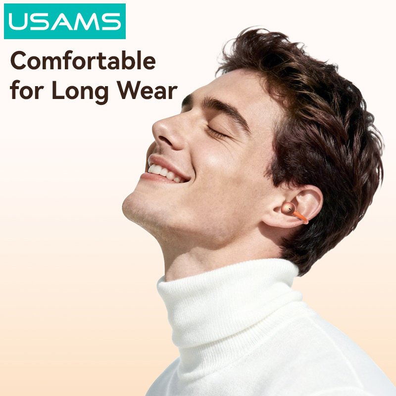 USAMS earphones με θήκη φόρτισης Echo R03, OWS, Φ11mm, 40/300mAh, πορτοκαλί - Image 3