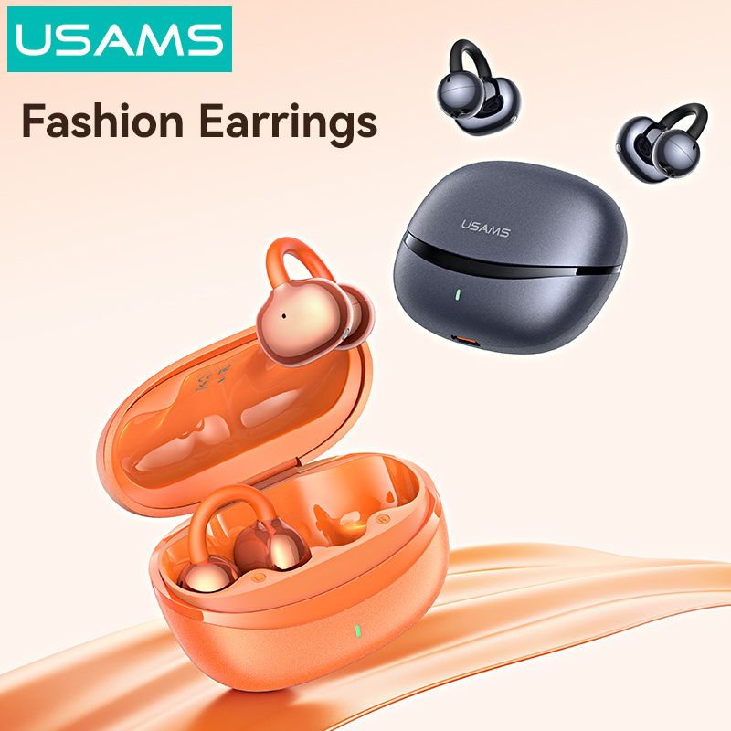 USAMS earphones με θήκη φόρτισης Echo R03, OWS, Φ11mm, 40/300mAh, πορτοκαλί - Image 6
