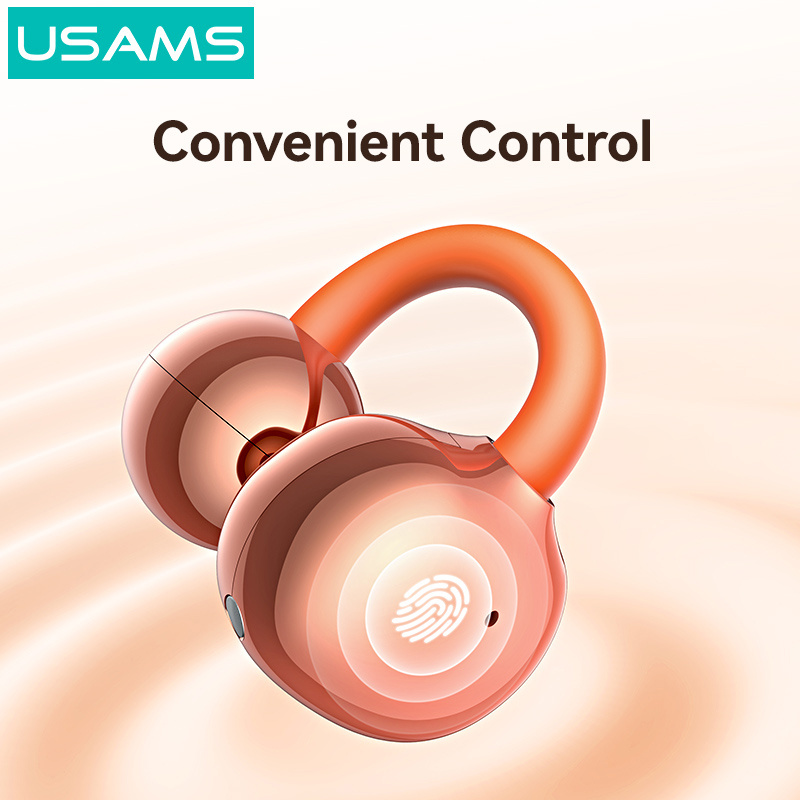 USAMS earphones με θήκη φόρτισης Echo R03, OWS, Φ11mm, 40/300mAh, πορτοκαλί - Image 7