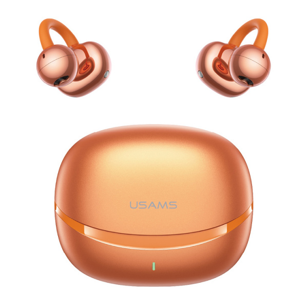 USAMS earphones με θήκη φόρτισης Echo R03, OWS, Φ11mm, 40/300mAh, πορτοκαλί