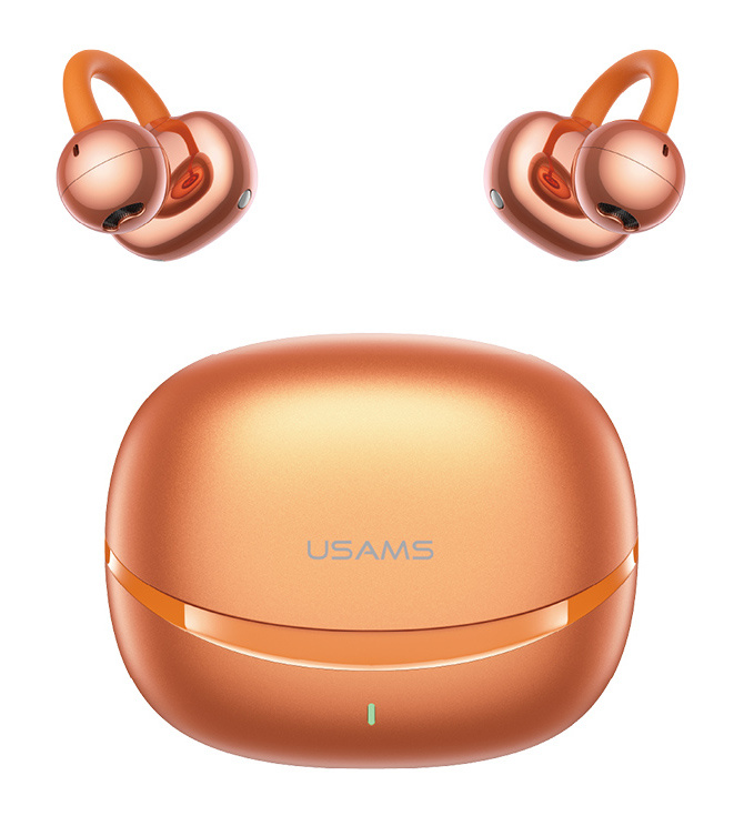 USAMS earphones με θήκη φόρτισης Echo R03, OWS, Φ11mm, 40/300mAh, πορτοκαλί