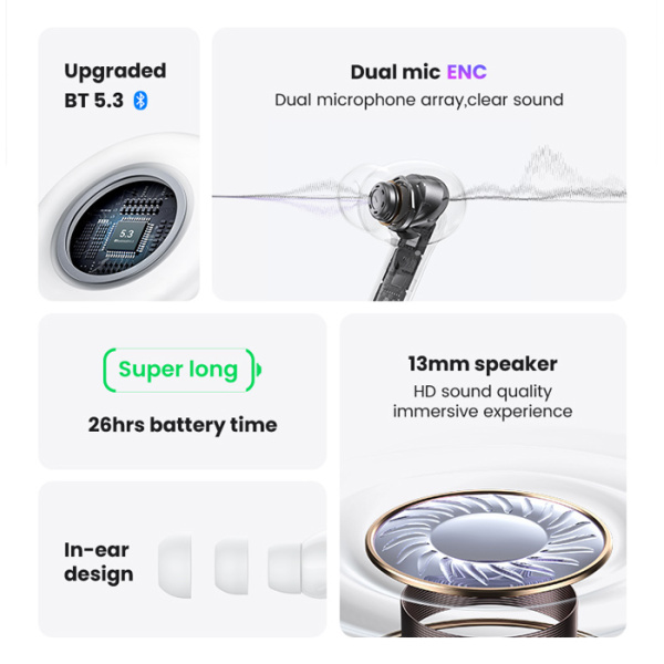 Alternative view of USAMS earphones με θήκη φόρτισης US-XD19, TWS, ENC, Φ13mm, μαύρα