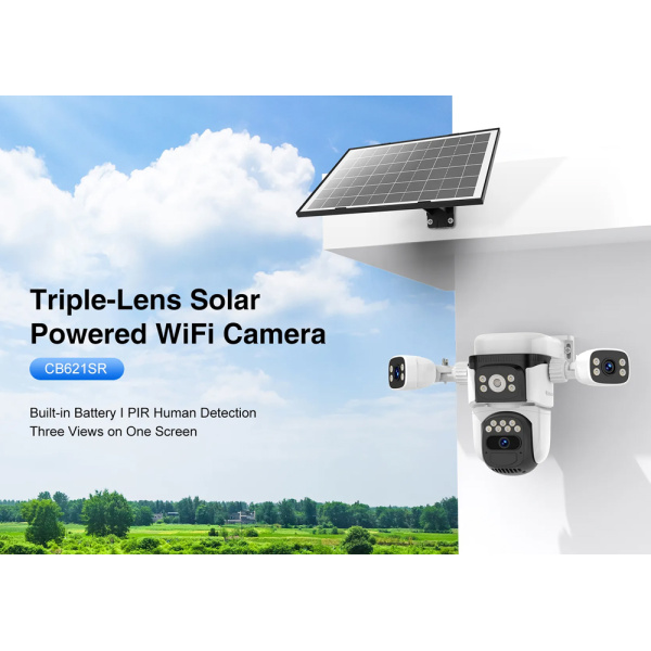 Alternative view of VSTARCAM smart ηλιακή κάμερα CB621SR, triple lens, 2MP, WiFi, SD, PTZ, IP66