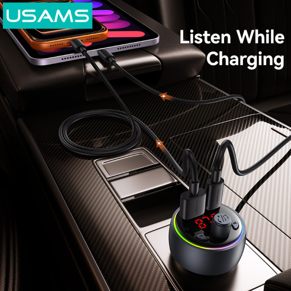 Alternative view of USAMS FM transmitter & φορτιστής CC328, USB/USB-C, 30W, Bluetooth, μαύρο