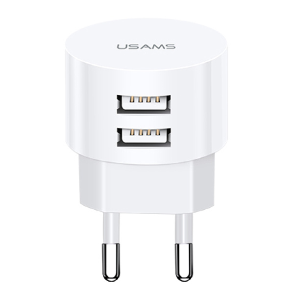 USAMS φορτιστής τοίχου T20, 2x USB, 2.1A, λευκός