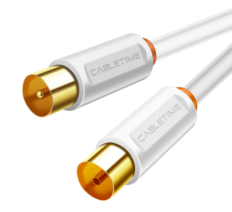 CABLETIME καλώδιο κεραίας CT-AV101-02, 75 Ohm, 1m, λευκό