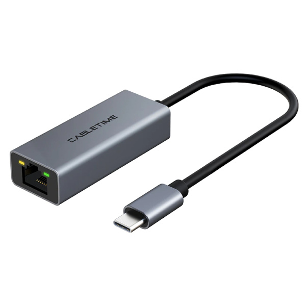 CABLETIME αντάπτορας δικτύου CT-CML100-AG, USB-C, 100Mbps Ethernet, γκρι