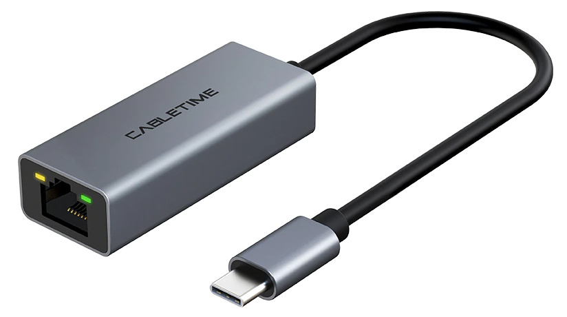 CABLETIME αντάπτορας δικτύου CT-CML100-AG, USB-C, 100Mbps Ethernet, γκρι