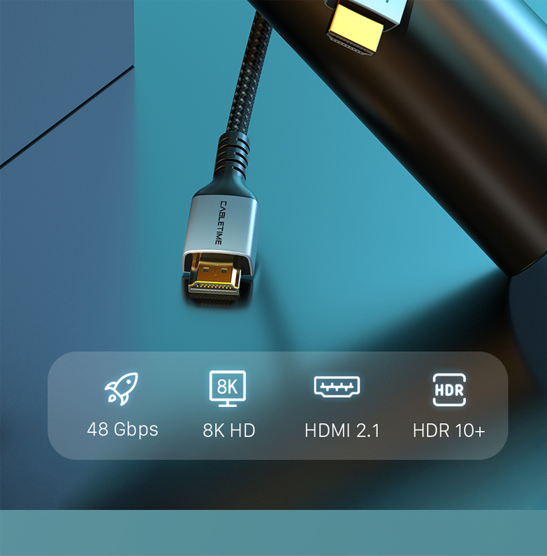 CABLETIME καλώδιο HDMI 2.1 CT-HD8K, 8K/60Hz, 48Gbps, 28AWG, 2m, μαύρο - Image 4