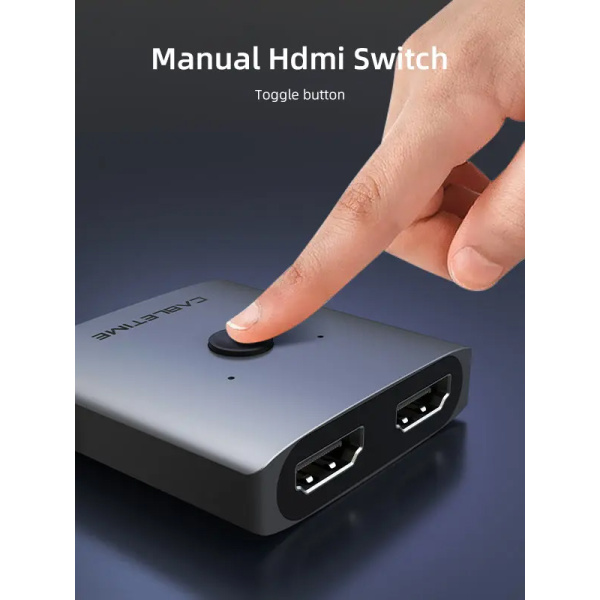 Alternative view of CABLETIME HDMI switch CT-HS4K-2G, 2 σε 1, 4K/60Hz, bidirectional, γκρι