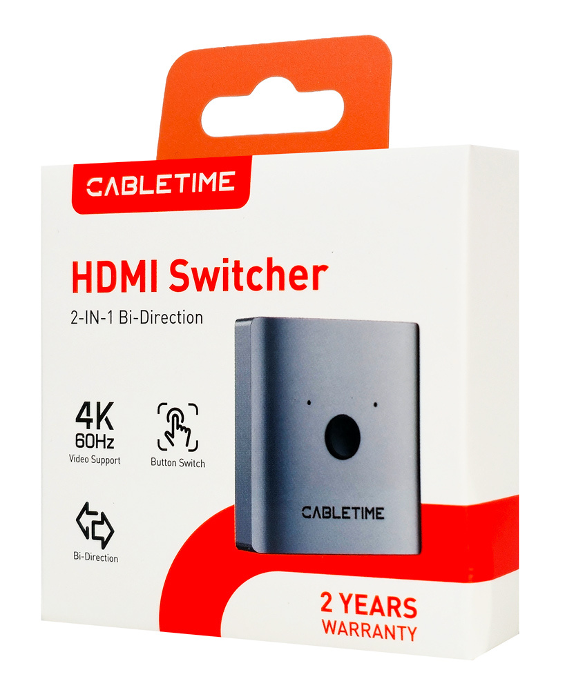 CABLETIME HDMI switch CT-HS4K-2G, 2 σε 1, 4K/60Hz, bidirectional, γκρι - Image 6