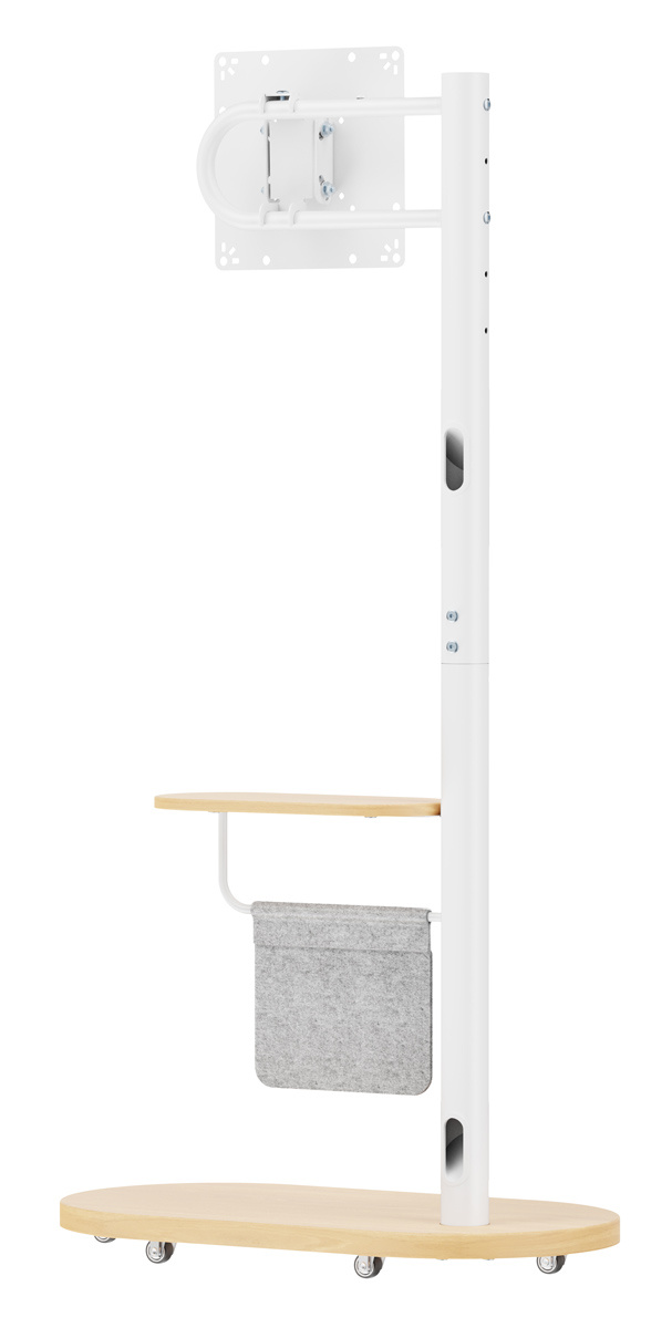 BRATECK βάση τηλεόρασης δαπέδου FS54-22T-02W, 17-43", έως 15kg, με ράφι & ροδάκια, λευκή - Image 6