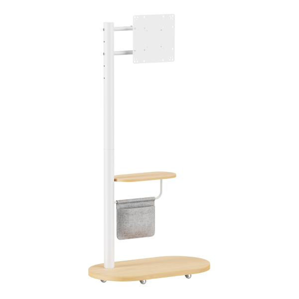 BRATECK βάση τηλεόρασης δαπέδου FS54-22T-02W, 17-43", έως 15kg, με ράφι & ροδάκια, λευκή