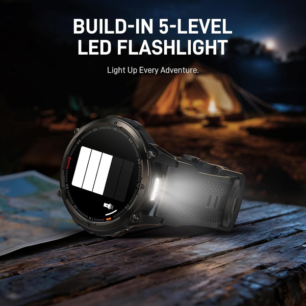 Alternative view of KOSPET smartwatch ORB 2, heart rate, 1.43" AMOLED, GPS, 5 ATM & IP69, με φακό, μαύρο