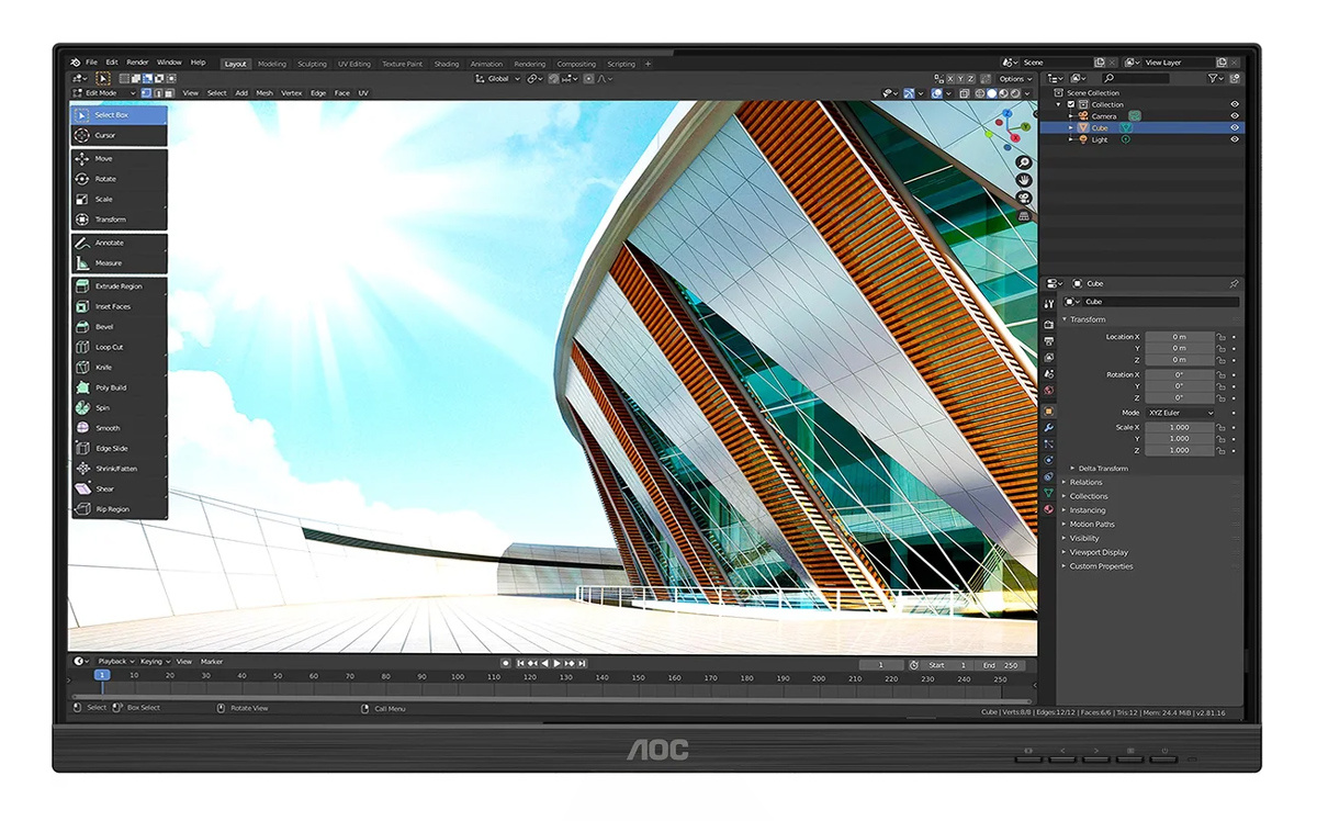 AOC used οθόνη 24P2Q IPS-LED, 23.8" 1920x1080, VGA/DVI/DisplayPort/HDMI, χωρίς βάση, Grade B