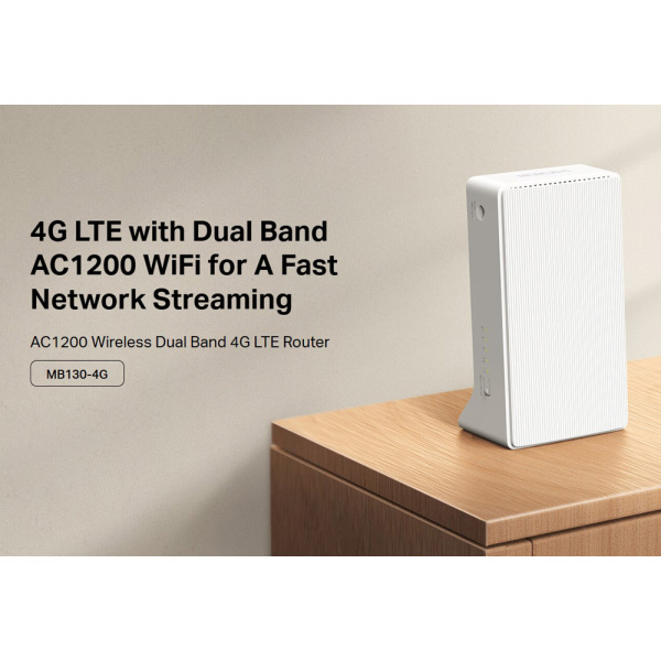 Alternative view of MERCUSYS router MB130-4G, 4G, 1200Mbps AC1200, V1.0