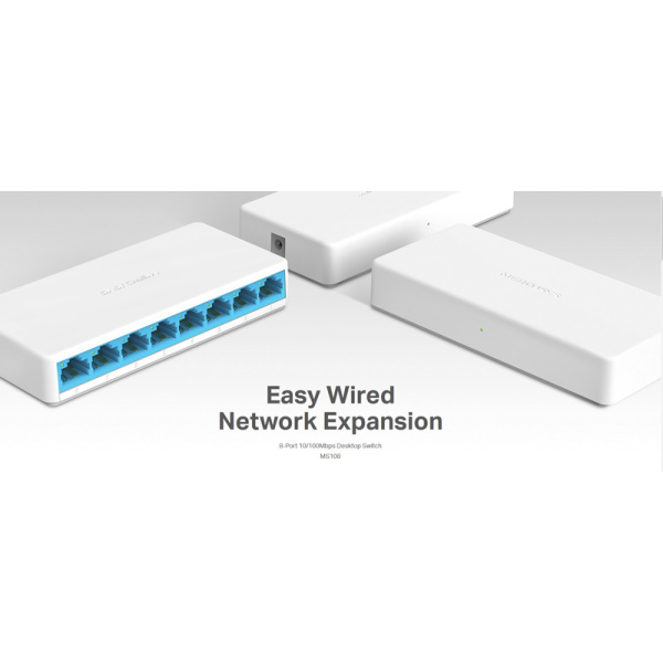 Alternative view of MERCUSYS Desktop Switch MS108, 8x 10/100 Mbps, Ver. 2