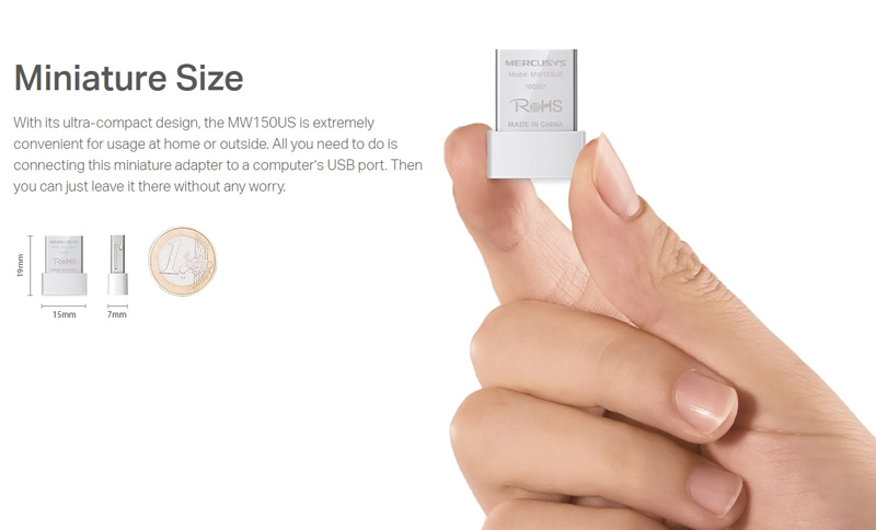 MERCUSYS ασύρματος USB αντάπτορας δικτύου MW150US, 150Mbps, Ver. 2 - Image 2