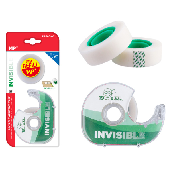 MP βάση και κολλητική ταινία Invisible PA508-03, 19mm, 33m, διάφανη