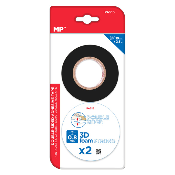 Alternative view of MP foam κολλητική ταινία διπλής όψεως PA515, 19mm, 2.3m, μαύρη, 2τμχ