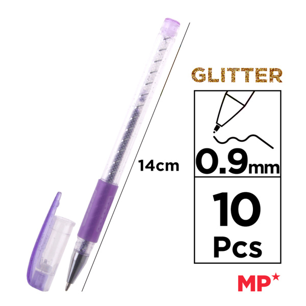 Alternative view of MP σετ στυλό διαρκείας ballpoint PE105 με glitter, 0.9mm, διάφορα χρώματα, 10τμχ